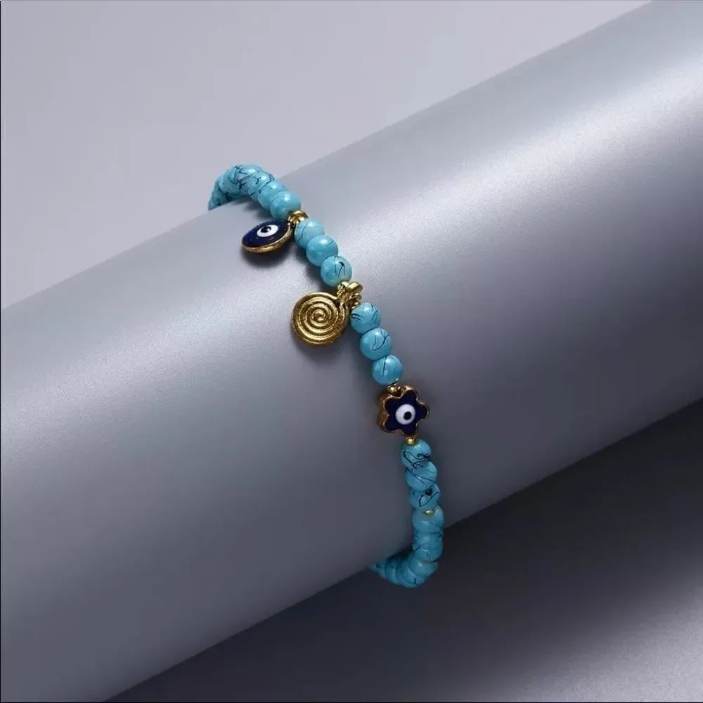 Bracelet evil eye Zinc alloy Rhinestone Beads